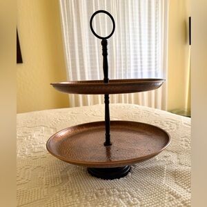 Hammered Copper Finish 2 Tier Tray